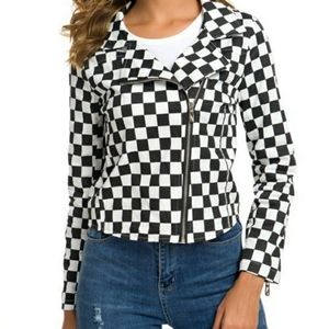 Checkered Denim Jacket